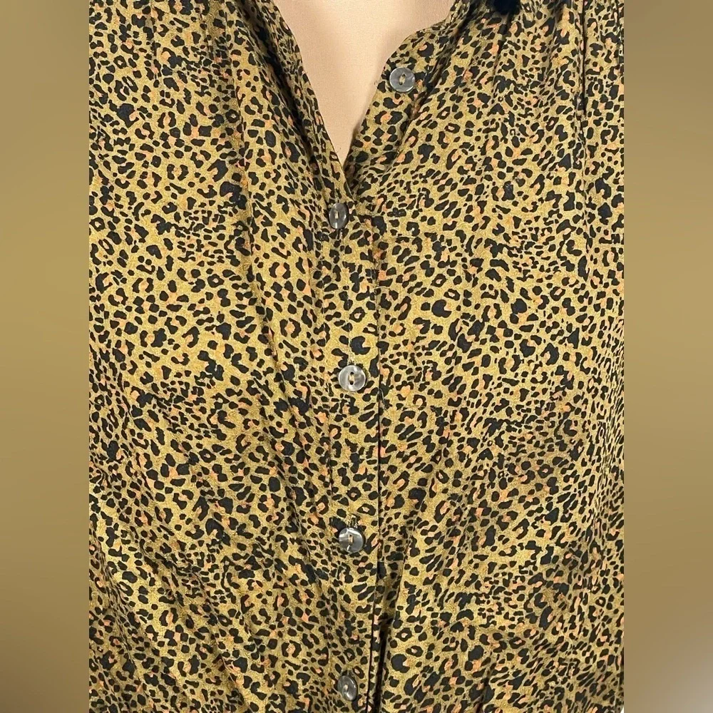 FREE PEOPLE ~ Celia Printed Blouse in Brown‎ XS